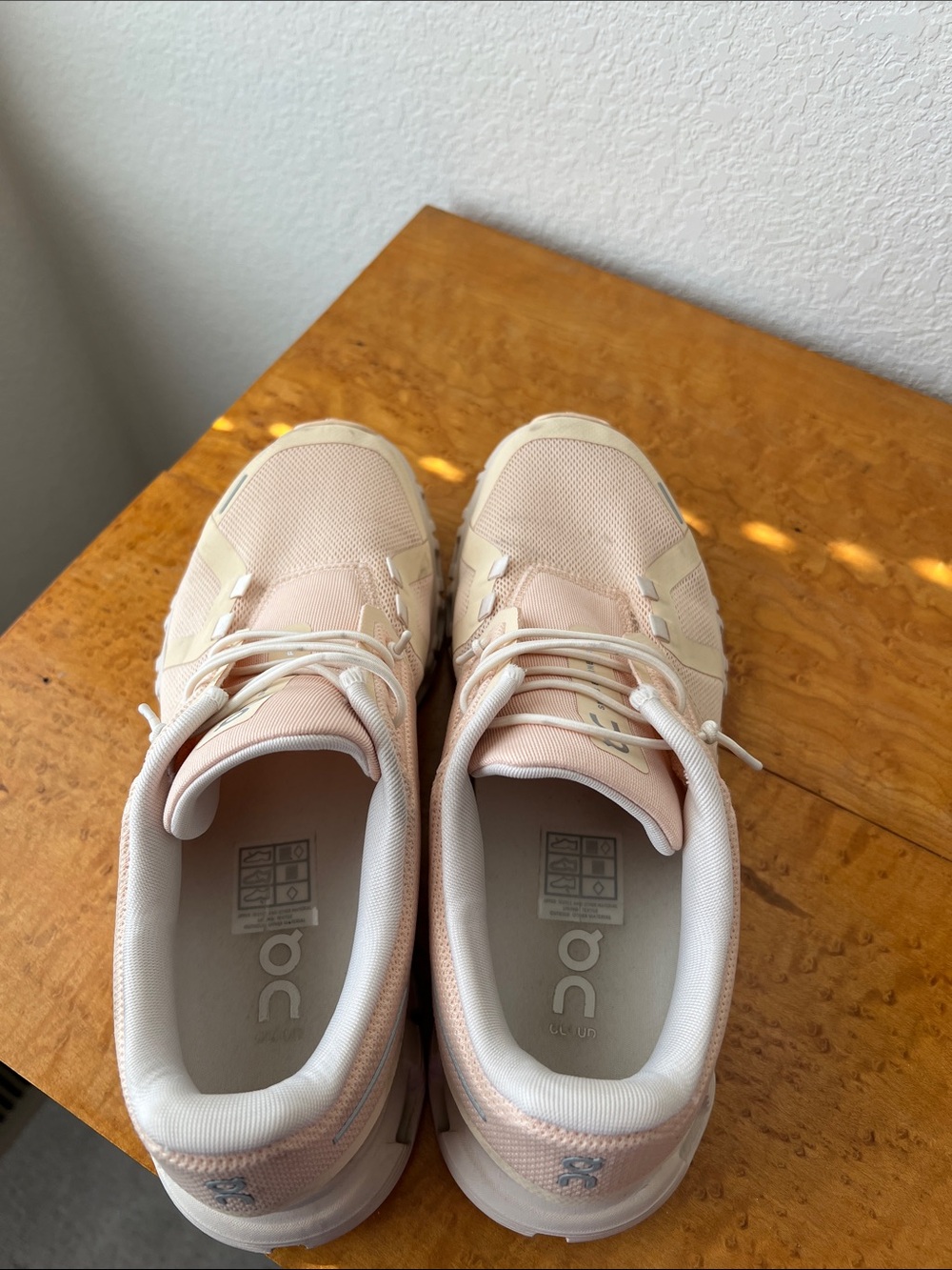 On Running Cloud Sneakers in Pale Pink and White - Picture 2 of 5